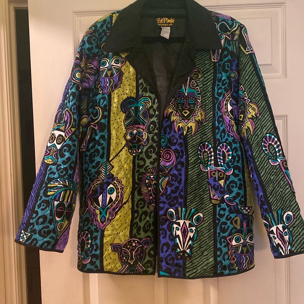 Multicolor Bob Mackie quilted like button up blazer